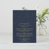 Elegante Navy & Gold Falling Stars Trouwmenu Menu (Staand voorkant)