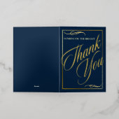 Elegante Navy Gold Foil Hartelijke dank u kaart (Buiten Laag)