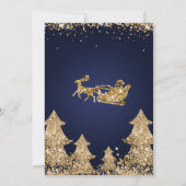 Elegante Navy Gold Glitter Kerstboomfeest Kaart (Achterkant)