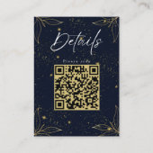 Elegante Navy Gold Graduation Party QR-code Informatiekaartje (Achterkant)