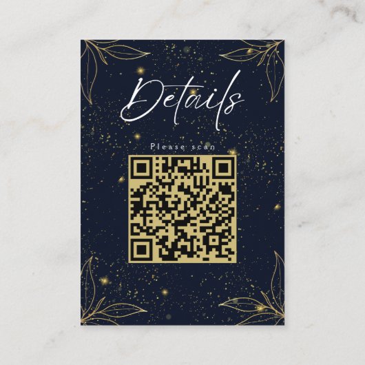Elegante Navy Gold Graduation Party QR-code Informatiekaartje (Achterkant)