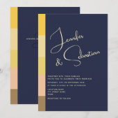 Elegante Navy & Gold Minimalist bruiloft uitnodigi Kaart (Voorkant / Achterkant)