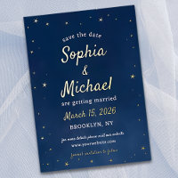 Elegante Navy & Gold Stars Celestial Save the Date