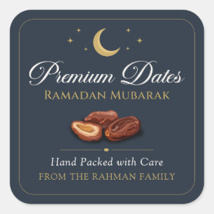 Elegante Navy Goud Celestiale Premium Ramadan Dade Vierkante Sticker