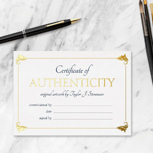 Elegante Navy Goud Certificaat van Echtheid Folie Uitnodiging