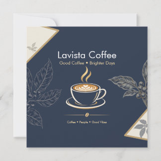 Elegante Navy Goud Coffee Shop Bedankkaart Kaart