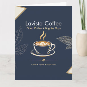Elegante Navy Goud Coffee Shop Bedankkaart Kaart