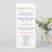Elegante Navy Goud Script Minimale Trouwceremonie Programma (Staand voorkant)