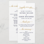 Elegante Navy Goud Script Minimale Trouwceremonie Programma (Voorkant / Achterkant)