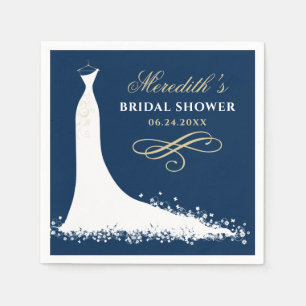 Elegante Navy Goud Trouwjurk Bruidsfeest Servetten