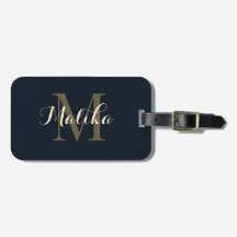 Elegante Navy Gouden Monogram Gepersonaliseerde Ac