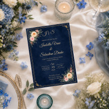 Elegante Navy Hoek Bloemige Bruiloft