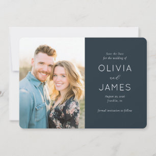 Elegante Navy Huidige Foto Save The Date