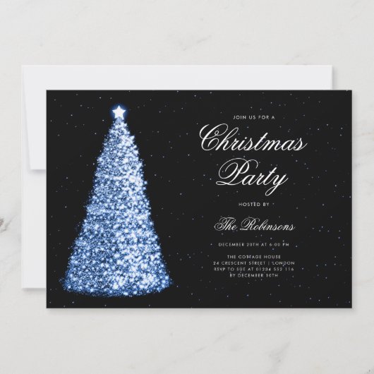 Elegante Navy Kerstboom Uitnodigen Programma Menu (Voorkant)