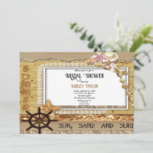 Elegante Navy Kust Zeekant Moderne Bruidsborrel Kaart (Staand voorkant)