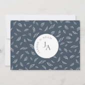 Elegante Navy Leaf Monogram Save The Date (Achterkant)