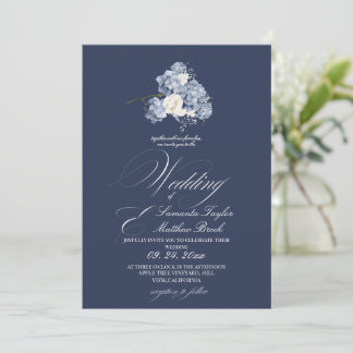 Elegante Navy Moderne Delicate Trouwfoto Kaart