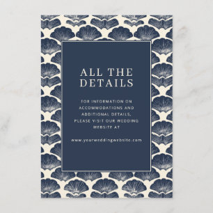 Elegante Navy Schelp Motief Informatiekaartje