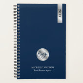 Elegante Navy & Silvee Custom Business Logo 2025 Planner (Voorkant)