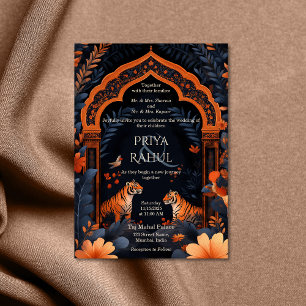 Elegante  Navy Tigers Arch Indian Wedding Kaart