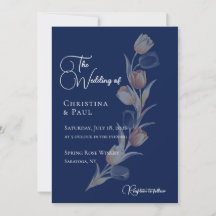 Elegante Navy Tulp Trouw Uitnodiging