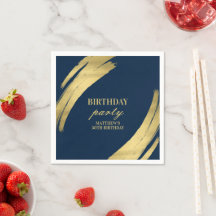 Elegante Navy verjaardagsfeestje Gold Foil Paper B