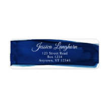 Elegante Navy Waterverf Adreslabels