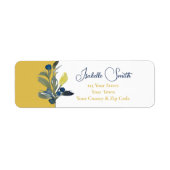 Elegante Navy Waterverf Bloemenbruiloft RSVP Etiket (Voorkant)