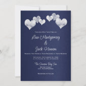 Elegante Navy White Wedding Kaart (Voorkant)