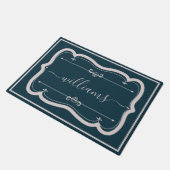 Elegante Navy Witte Aangepaste Versierde Script Na Deurmat (Schuin)