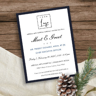 Elegante Navy Witte Your Logo Workshop Evening Din Briefkaart