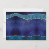 Elegante Navyblauw & Gouden Agate Trouwfoto Save The Date (Achterkant)