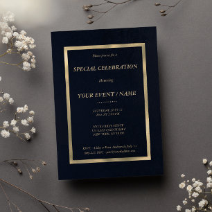 Elegante navyblauw gouden Speciale Gebeurtenis Kaart
