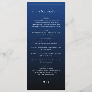 Elegante Navyblauw Minimalistisch Trouwmenu Menu