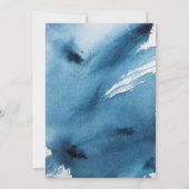 Elegante Navyblauwe Abstracte Waterverf Save The Date (Achterkant)