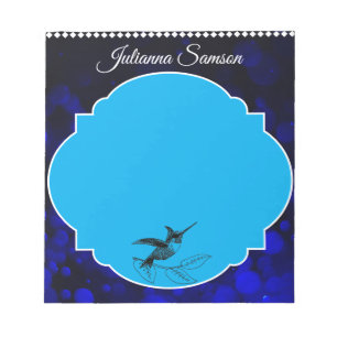 Elegante Navyblauwe Cute Vogel Eenvoudig Minimalis Notitieblok