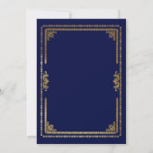 Elegante Navyblauwe en Gouden Lijst Trouwdag Save The Date (Achterkant)