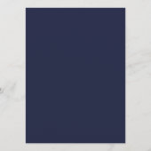 Elegante Navyblauwe Handtekening Script Trouwmenu Menu (Achterkant)