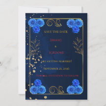 Elegante Navyblauwe Huwelijks "Save the Date" Sjab