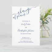 Elegante Navyblauwe Script Wijziging van Plannen K Save The Date (Staand voorkant)