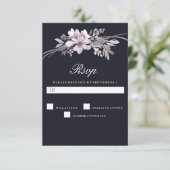 Elegante Navyblauwe Winter Moderne Trouw Vertical RSVP Kaartje (Staand voorkant)