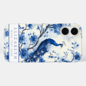 Elegante Nederlandse Delfts Blauw Bloemen Pauw Wat Case-Mate iPhone Case (Achterkant (horizontaal))