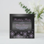 Elégante Neige Violet & Noir Invitation Anniversai (Debout devant)
