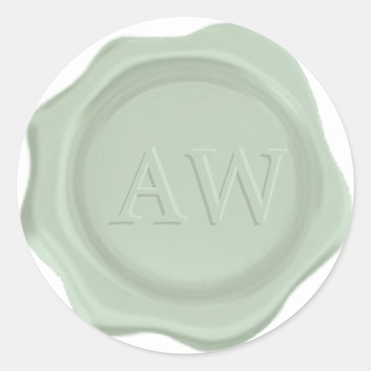 Elegante Neo Mintgroene Monogram Huwelijks Waszege Ronde Sticker (Voorkant)