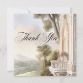 Elegante neoklassieke scènes bruiloft bedankkaart (Voorkant)