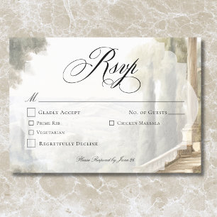 Elegante Neoklassieke Vintage Scènes Bruiloft RSVP Kaartje