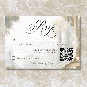 Elegante Neoklassieke Vintage Scènes Trouw QR RSVP Kaartje
