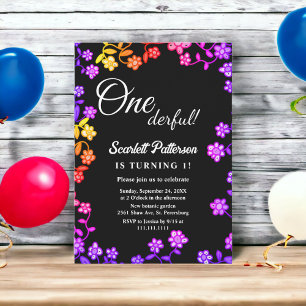 Elegante Neon Kleuren Rozen Bloemen 1e Verjaardag Kaart