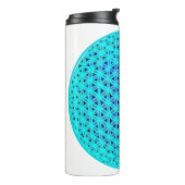 Elegante neonblauwe blauwgroen levensbloem thermosbeker (Gedraaid links)