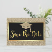 Elegante Nep Gouden Glitter Afstudeer Save The Dat Save The Date (Staand voorkant)